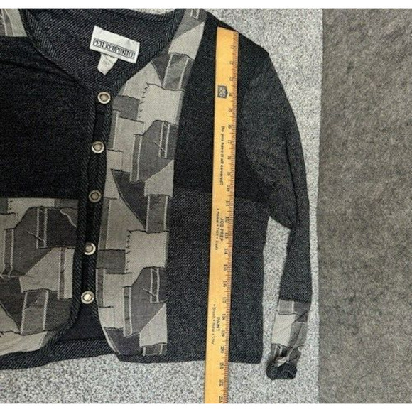 Vintage 70s 80s Cardigan Grandpa Sweater Womens Large Patchwork Folk Hippie - Picture 8 of 10